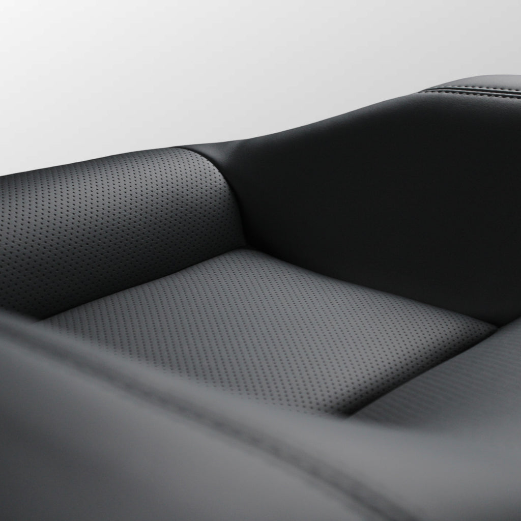 Nissan Skyline R32 GT-R Rear Seat Upholstery Kit. Details of the Type I Design with a Perforated Insert.