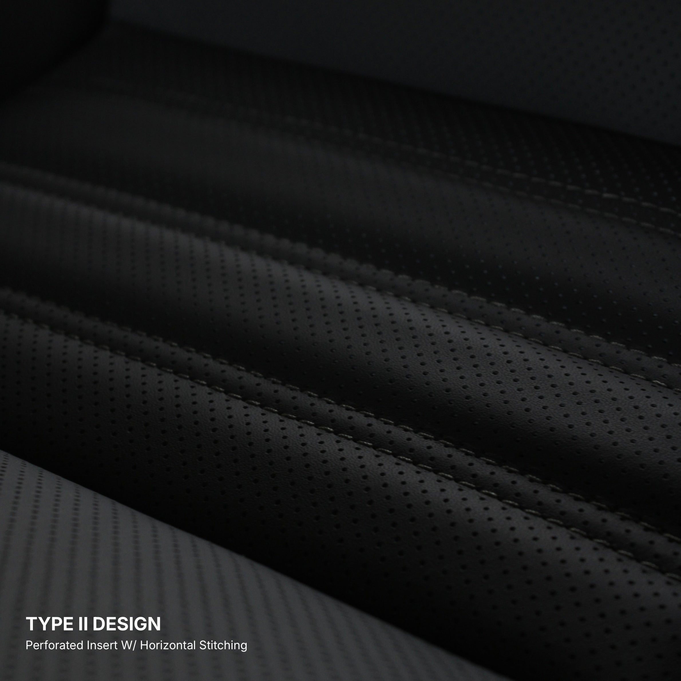Nissan Skyline R32 GT-R Rear Seat Upholstery Kit. Type II design with a perforated insert and horizontal stitching.
