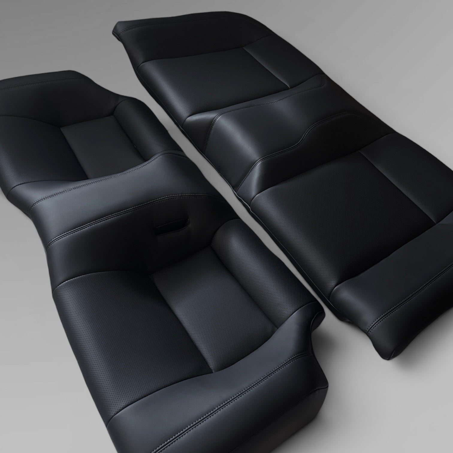 Nissan Skyline R32 GT-R Rear Seat Upholstery Kit in black Nappa leather.