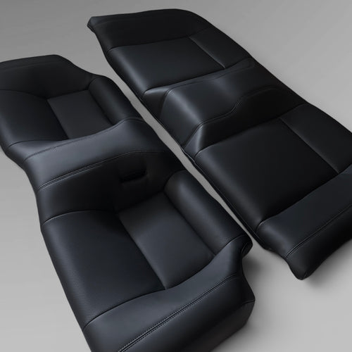 Nissan Skyline R32 GT-R Rear Seat Upholstery Kit in black Nappa leather.